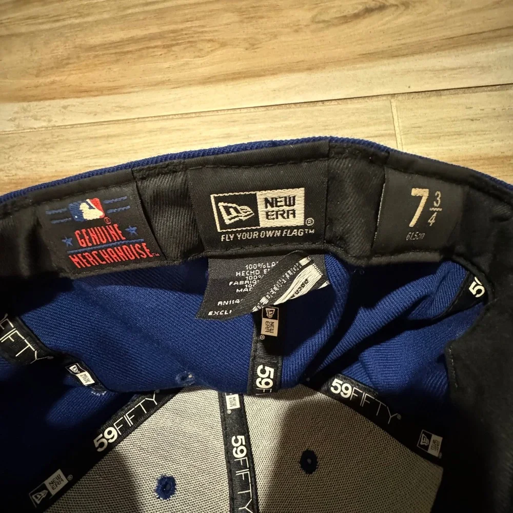 New Era 59FIFTY Atlanta Braves Fitted Hat Blue Wool King Side Patch 7 3/4 MLB
